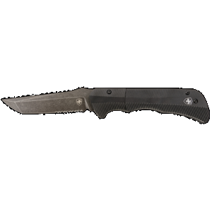 Templar Knife AAABK521 Auto Assist 3.50" Folding Tanto Part Serrated Black Oxide Stonewashed Powder Coated D2 Steel Blade/ 4.25" Aged Aluminum Handle