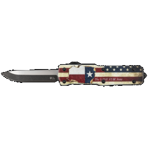 Templar Knife SZTX321 Premium Weighted Small 3" OTF Drop Point Plain Black Oxide Stonewashed Powdered D2 Steel Blade/4.50" Red/White/Blue w/"The LONE STAR State" Aluminum Zinc Alloy Handle