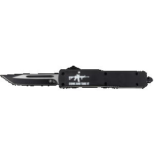 Templar Knife MAR15231 Come And Take It Gen II Slim 3.50" OTF Tanto Part Serrated Black 440C SS Blade Black Zinc Aluminum Alloy Handle Features Glass Breaker/Pocket Clip