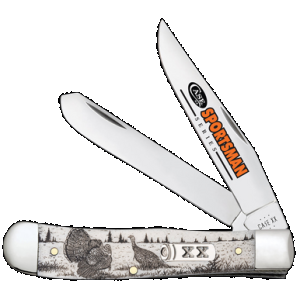 Case 81221 Trapper Sportsman Folding Clip Point/Spey Plain Mirror Polished Tru-Sharp SS Blade/Turkey Embellished Natural Bone Handle