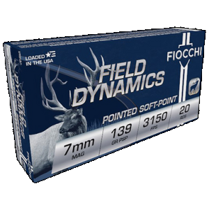 Fiocchi, Field Dynamics, 7mm Remington Magnum, Soft Point, 139 Grain, 20 Rounds
