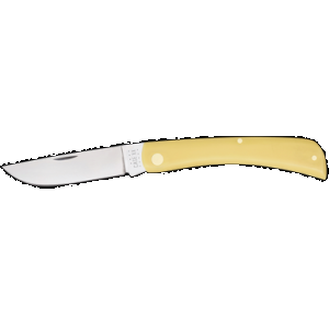 Case 00038 Yellow Synthetic Sod Buster Folding Skinner Plain Tumble Polish Carbon Steel Blade/Smooth Yellow Synthetic Handle