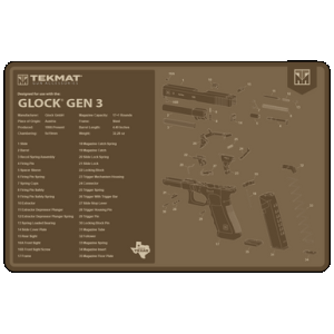 TekMat TEKR17GLOCKG3FDE Glock Gen 3 Cleaning Mat Flat Dark Earth Rubber 11" x 17"