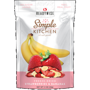ReadyWise SK05009 Simple Kitchen Freeze Dried Fruit Strawberry & Bananas 1 Serving Pouch 6 Per Case