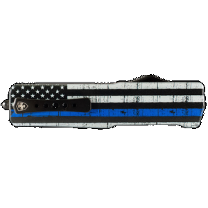 Templar Knife MABTB12 Premium Lightweight Slim 3.16" OTF Dagger Plain Black Oxide Stonewashed Powdered D2 Steel Blade/4.93" Black & White w/Blue Line Anodized Aluminum Handle