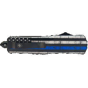 Templar Knife MBTB131 Back The Blue Gen II Slim 3.50" OTF Dagger Plain Black 440C SS Blade Blue/White/Black Zinc Aluminum Alloy Handle Features Glass Breaker/Pocket Clip
