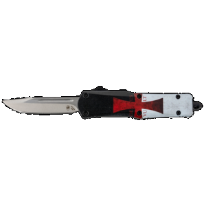 Templar Knife STK332 Templar Flag Gen II Small 2.69" OTF Drop Point Plain Powder Coated 440C SS Blade/4.31" Templar Flag Aluminum Handle Features Glass Breaker Includes Pocket Clip/Sheath