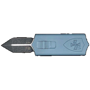 Templar Knife SMCAGB121 Sentinel Money Clip 1.88" OTF Dagger Plain Black Oxide Stonewashed Powder Coated D2 Steel Blade, 3.41" Blue Anodized Aluminum Handle