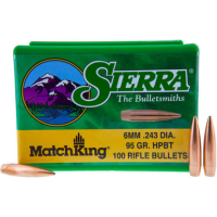 Sierra MatchKing Rifle Bullets 6mm /.243 cal .243" 95 gr HPBT MATCH 100/ct