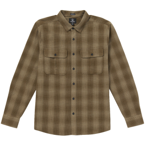 Volcom Shadowstone Long Sleeve Button Up Flannel Shirt, Dark Earth / S