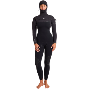 Billabong Women's Furnace Ultra 4/3 Hooded Gullwing Chest Zip Wetsuit, Black / XXS