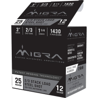 Migra Waterfowl Steel Shot Shot Shells 12 ga 3" 1-1/4 oz #2#3 1430 fps 25/ct