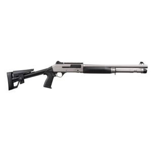 Panzer Arms M4 Marine Grade Tactical Semi-Auto Shotgun 18.5\" Barrel 12GA 3\" 5 Rd, Piston Driven, Nickel Finish W/ Fixed Skeletonized Stock- PAM4MTSFSS