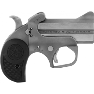 Bond Arms BARW Rowdy 410/45 Colt (LC) Derringer 3\" 2 Black Rubber Grip Polished Matte Steel Frame