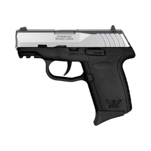 SCCY CPX2-TT Pistol Gen 3, 9mm Semi-Auto Polymer Frame Pistol, Satin Stainless Slide on Black Frame, DAO 10+1, No Safety - W / 2 Mags - CPX-2TTBKG3
