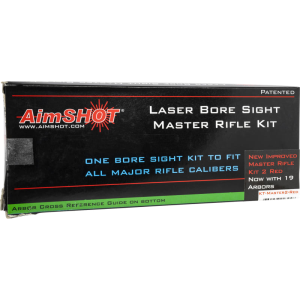 AimShot Master Kit Multi-Caliber Bore Sight with Red 650nM Laser, Uses L736 Button Cell Batteries & 2 AAA Batteries for Battery Pack for Rifles (Batteries Not Included)