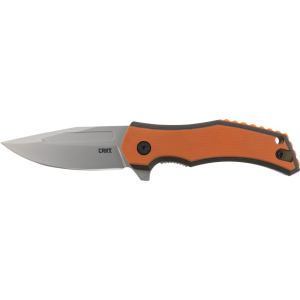CRKT 2372 Fawkes 2.74\" Folding Clip Point Plain Bead Blasted 1.4116 SS Blade G10 Orange/Black Handle