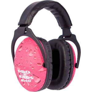 Pro Ears PE26UY016 ReVO Passive Muff 26 dB Over the Head Pink Ear Cups with Black Headband & Rain Pattern for Youth 1 Pair
