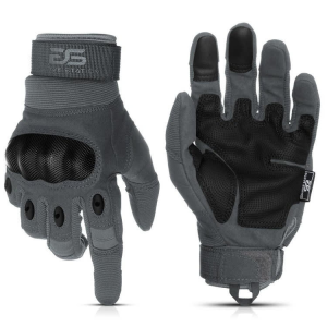 Glove Station Combat Hard Knuckle Full Finger Tactical Gloves - Gray - Large - GS-258-GY-L