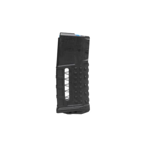 Leapers UTG - AR10 Windowed Magazine - 308 Winchester - 25 Rounds - Fits SR25/AR10/LR308/M110 - Black Polymer w/ Blue Anti-Tilt Follower - RBT-DM25