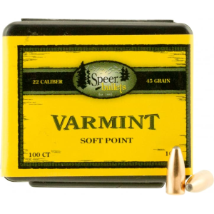 Speer 1023 Rifle 22 Caliber .224 45 GR Varmint Spitzer Soft Point 100 Box - Cci
