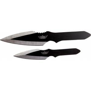 Uzi Accessories UZKTRW002 Throwing Knives Fixed Spear Point Plain Black/Silver SS Blade/Black Stainless Steel Handle