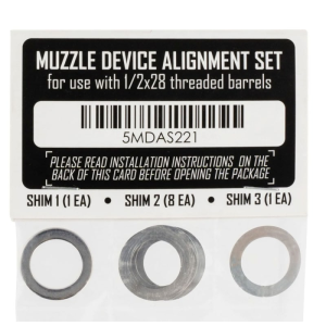 Rugged Suppressor Shim Kit SA001, 1/2x28 TPI, Stainless Steel, Black Nitride Finish, Universal Muzzle Device Alignment.