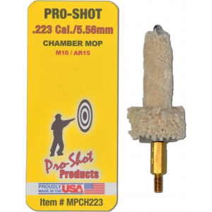Pro-Shot MPCH223 Chamber Mop Military Style 223 Rem/5.56x45mm NATO AR Platform #8-32 Thread 100% Cotton Mop Brass Core