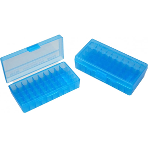 MTM Case-Gard P504424 Case-Gard P-50 Multi-Caliber Handgun Clear Blue Polypropylene 50rd