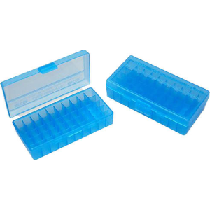 MTM Case-Gard P504524 Case-Gard P-50 Multi-Caliber Handgun Clear Blue Polypropylene 50rd