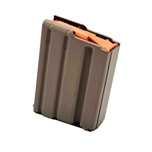 ASC AR-15/M4, 5 Round, .223/5.56x45mm Magazine, FDE Marlube Coated Stainless Steel Body, Orange Follower - 5-223-SS-FDE-O-ASC - Ammunition Storage Components