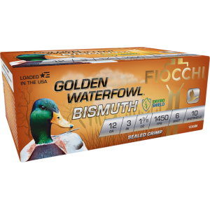 Fiocchi Golden Waterfowl Bismuth 12GA 3\" 1 3/8oz #6 Shot 10 Per Box/ 10 Cs - 10sh Box