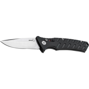 Boker 01BO457 Plus Strike Auto Pocket 3.35\" Drop Point Plain Black D2 Steel Blade Aluminum Handle