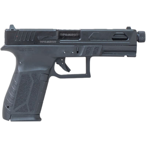Puma APM9MFSPBLK P9x19 Compact Frame 15+1 4.50\" Black Threaded Barrel, Optics Ready/Serrated Steel Slide, Black Polymer Frame w/Accessory Rail, Black Grip