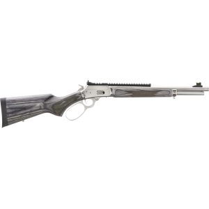 Marlin 70433 1894 16.10\" Polished Stainless Threaded Barrel, Picatinny Rail Stainless Steel Receiver, Gray Fixed Laminate Stock - Ruger