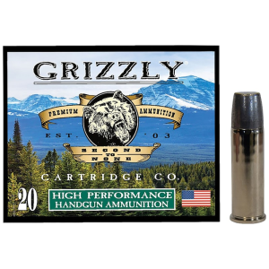 Grizzly Ammo Bear Load .44 Rem Mag 320gr Wide Long Nose Gas Check Brass Case 20 Rounds