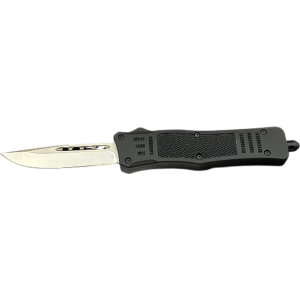 Steel River Knives Spartan Mini OTF Knife, Drop Point, 2.75\" Stainless Steel Blade, Black Aluminum Zinc Handle
