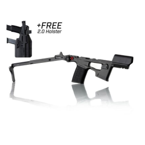 FLUX DEFENSE 365 Raider Ultralight, Sig Sauer P365 Micro PDW Chassis, Folding Brace, Polymer, CHASSIS ONLY (FCU/SLIDE NOT INCLUDED), INCLUDES FREE HOLSTER, Black