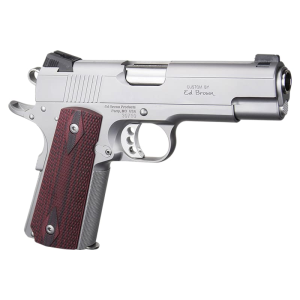 Ed Brown Executive Commander 1911 EC18SS45 Pistol, .45 ACP, 4.25\" Barrel, 8+1, Single Action, Stainless, Gold Bead Front Sight, 25 LPI Checkering.