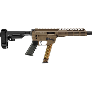 Freedom Ordnance FX9P8S-FDE FX9 Pistol 9mm 8\" Barrel 31+1 Semi-Auto Flat Dark Earth SBA3 Brace Faux Suppressor