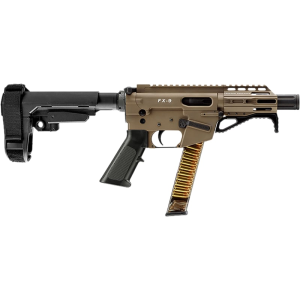 Freedom Ordnance FX9P4S-FDE FX-9 Pistol 9mm 4\" 31+1 Semi-Auto FDE SBA3 Brace Faux Suppressor