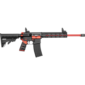Tippmann Arms M4-22 Redline Semi-Auto Rifle, .22 LR, 16\" Fluted Threaded Barrel, 25rd, Red Accents, TK Compensator