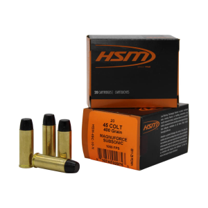 HSM Subsonic 45 Long Colt 400gr Hard Cast Flat Nose Ammunition - 20 rounds - 45C-10-N