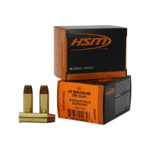 HSM 44 Remington Magnum Subsonic 280gr Hard Cast Flat Nose Ammunition - 20 rounds - 44M-20-N