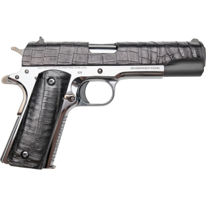 CNC Firearms CNCGATOR45 Colt Government 1911 45 ACP 5\" 7+1 SAO Black Alligator Leather DLC