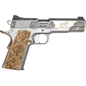 CNC Firearms Kimber 1911 Rattler CNCRATTLER Pistol .45 ACP 5\" Barrel 7+1 Engraved Gold-Plated Slide Genuine Snakeskin Grip.