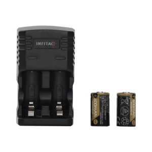Infitac BC01 Dual-Channel Li-ion Battery Charger Kit for 3.7V CR2 Rechargeable Batteries