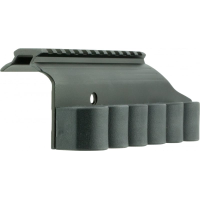 TacStar 1081029 Shotgun Rail Mount with SideSaddle 6 Rounds 12GA Moss 500/590 Black Aluminum/Rubber