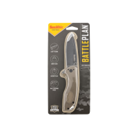 Smiths Products 50995 BattlePlan 3.35\" Folding Drop Point Plain Black Stonewashed 400 SS Blade/ Desert Tan G10 Handle Includes Pocket Clip