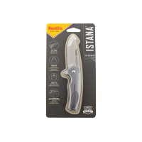 Smiths Products 51246 Istana 2.75\" Folding Drop Point Plain Satin 400 SS Blade/Gray Anodized Aluminum Handle Includes Pocket Clip